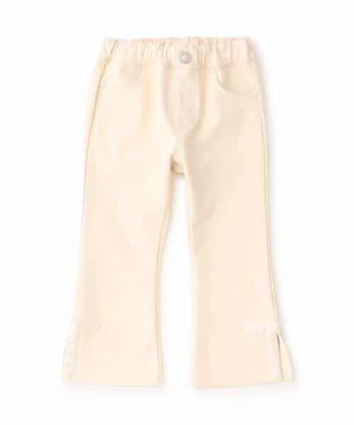 サイドリボン裏起毛フレアパンツ  9分丈