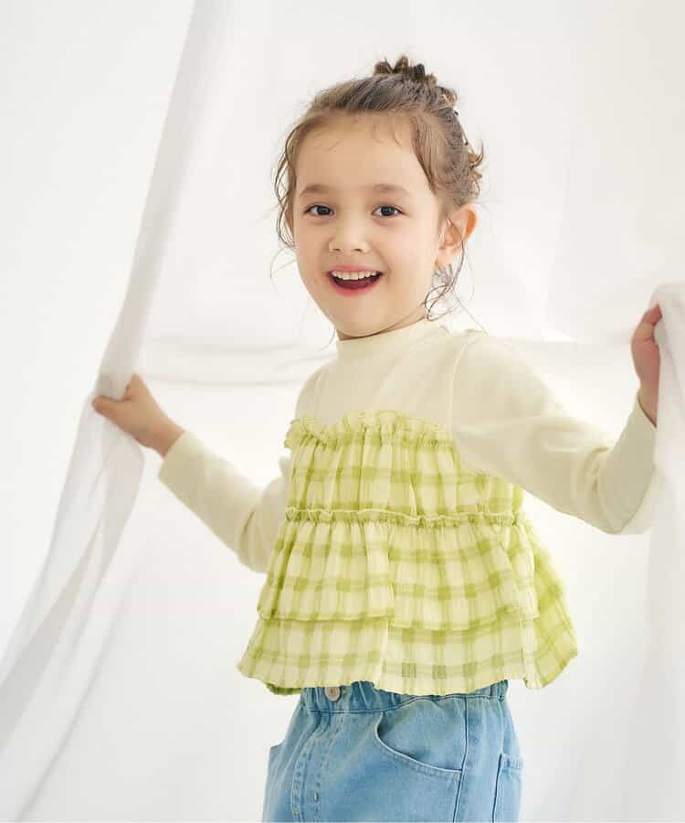 WEB限定 シアーチェックドッキングトップス