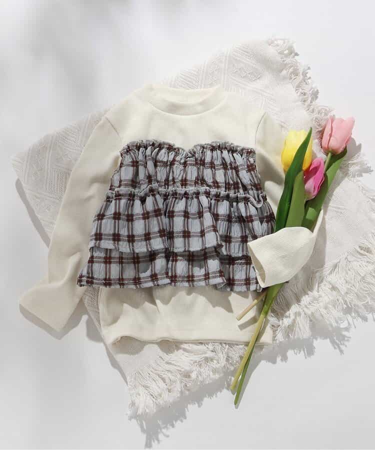 WEB限定 シアーチェックドッキングトップス