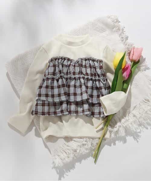 WEB限定 シアーチェックドッキングトップス