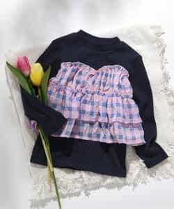 ☆2/10(火)お昼12:59まで3点10％OFF☆WEB限定 シアーチェックドッキングトップス