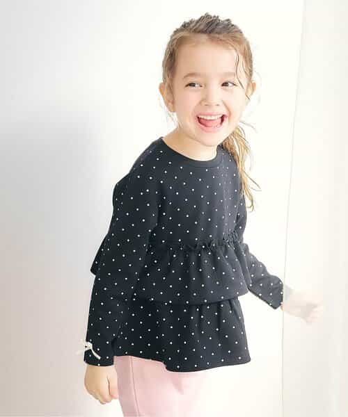 袖リボンティアードペプラムトップス