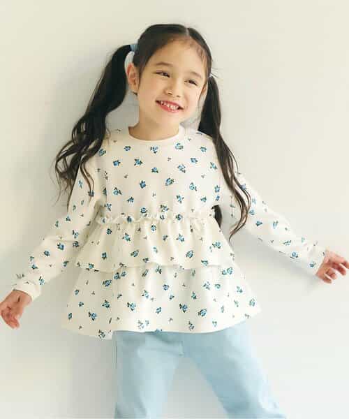 袖リボンティアードペプラムトップス