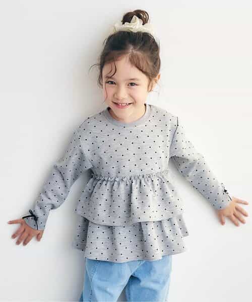 袖リボンティアードペプラムトップス