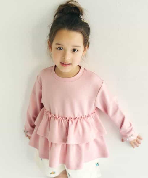 袖リボンティアードペプラムトップス