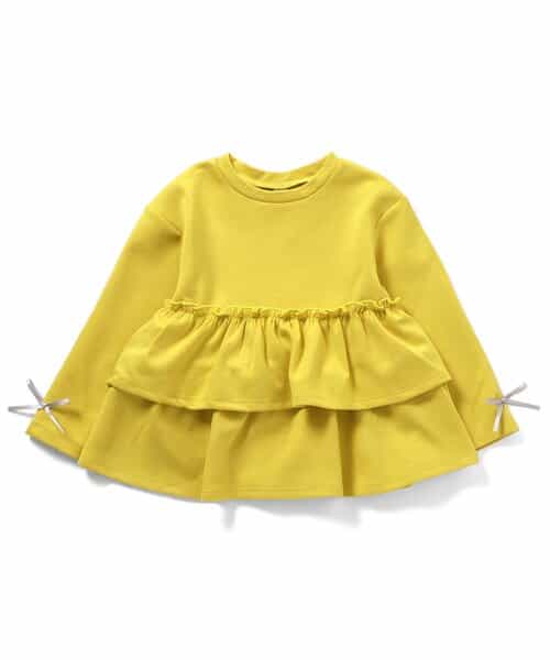 袖リボンティアードペプラムトップス