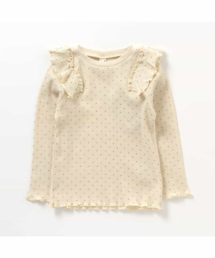 肩フリルワッフルTシャツ