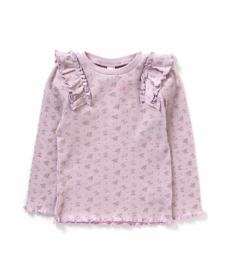 肩フリルワッフルTシャツ