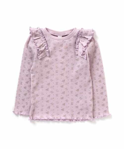 肩フリルワッフルTシャツ