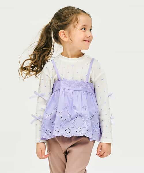 レースビスチェ・リボンワッフルトップスセット