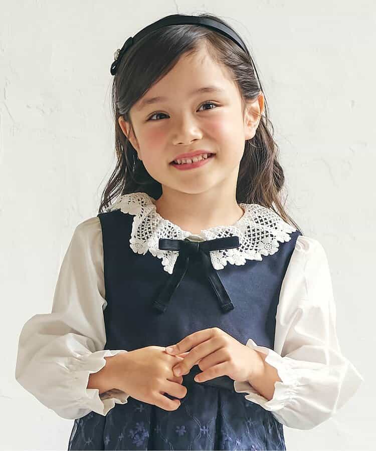 レース衿リボンブラウス