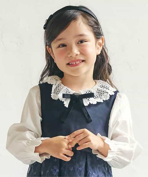 レース衿リボンブラウス