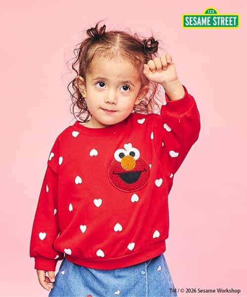 セサミストリート 総柄ポケットトレーナー