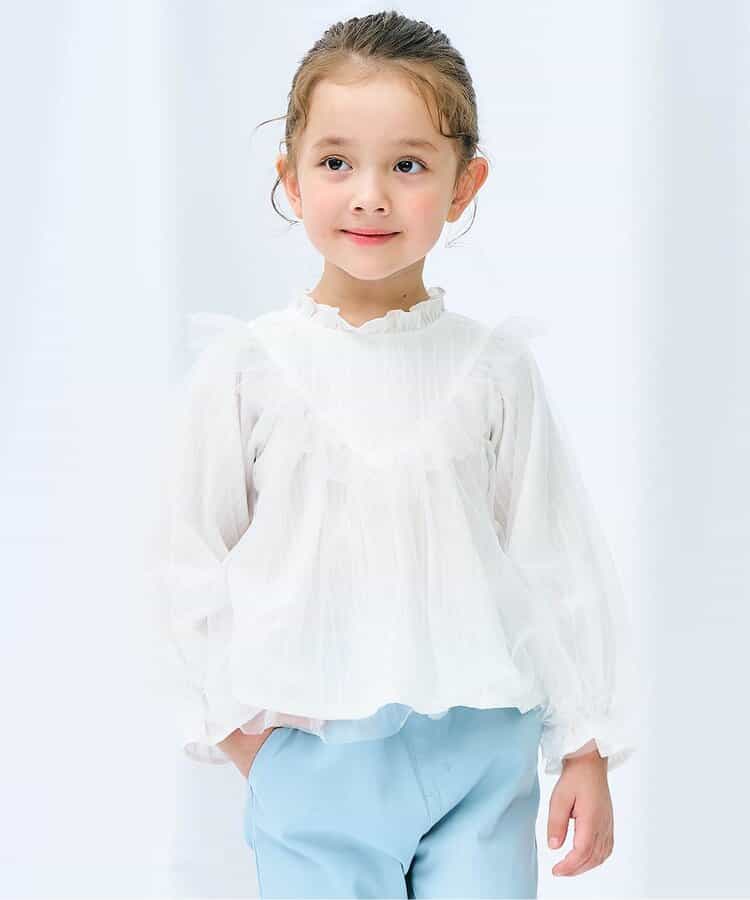 チュールヨークフリルブラウス