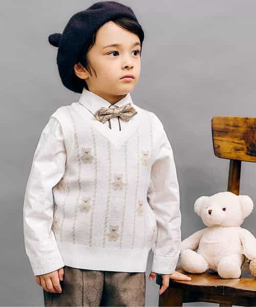☆SALE☆tinybear 総柄ニットベスト_マシンウォッシャブル ☆SALE☆tinybear 総柄ニットベスト_マシンウォッシャブル