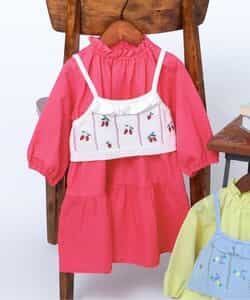 ニットビスチェ＆襟フリルワンピース2Pセット_マシンウォッシャブル