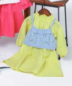 ニットビスチェ＆襟フリルワンピース2Pセット_マシンウォッシャブル