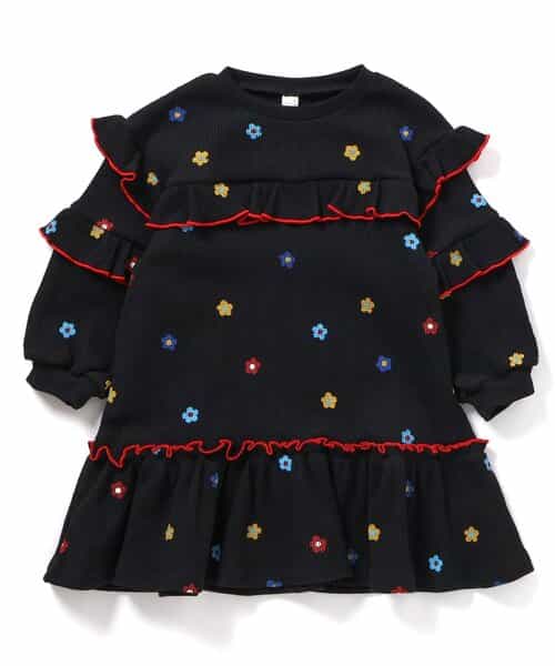 ワッフルメニーフリルワンピース