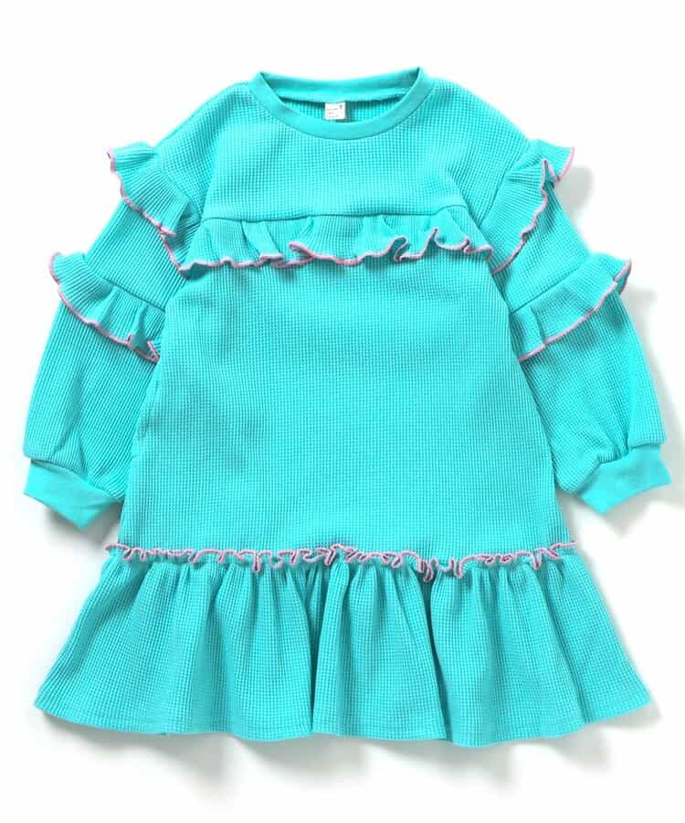 ワッフルメニーフリルワンピース