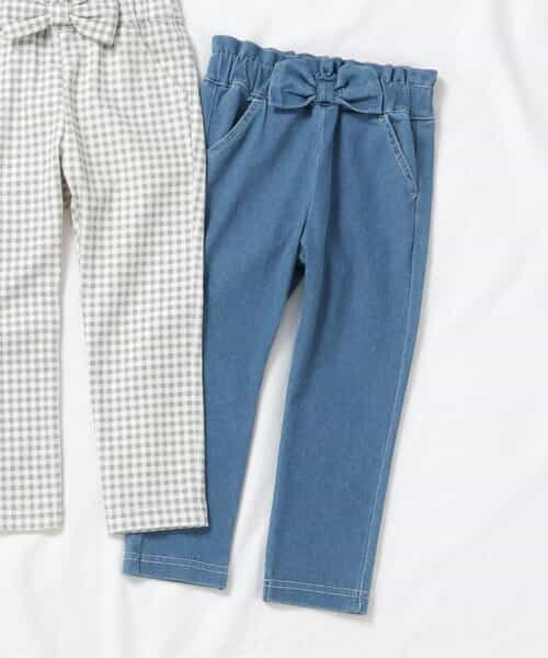 ★SALE★WEB限定 ウエストリボンニットツイルパンツ