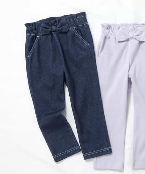 ★SALE★WEB限定 ウエストリボンニットツイルパンツ