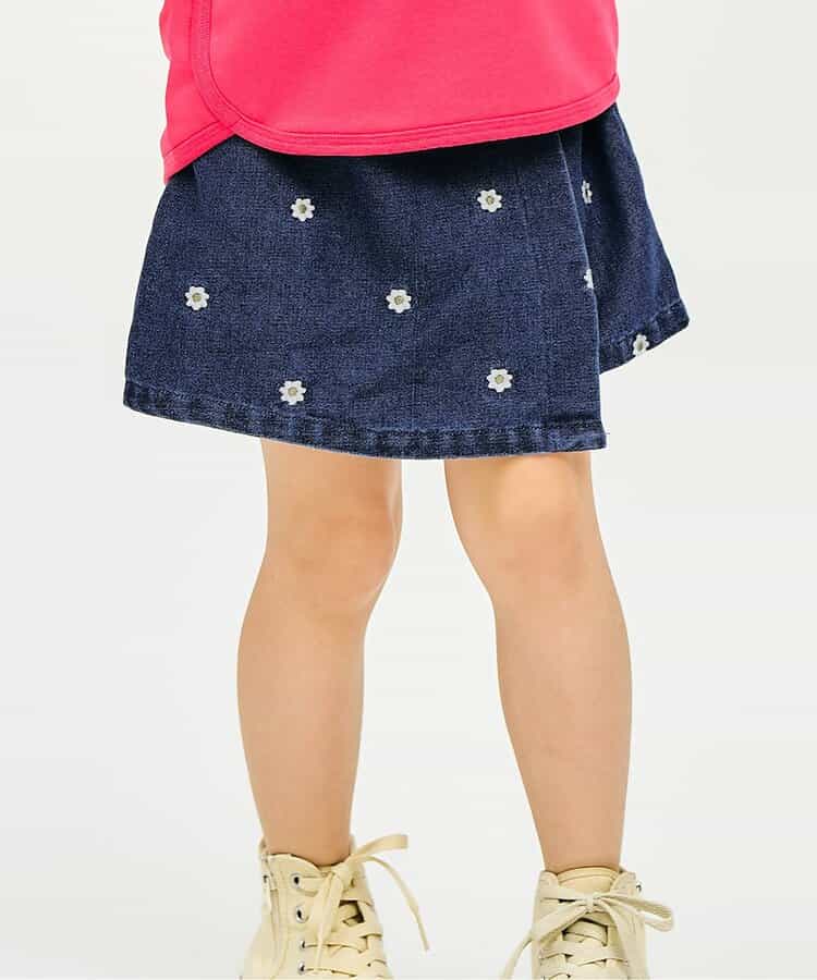 ハート・デイジー刺繍ラップキュロット  ショート丈