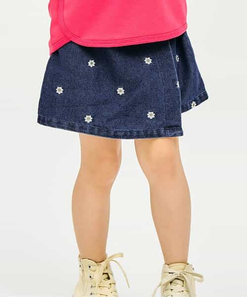 ハート・デイジー刺繍ラップキュロット  ショート丈