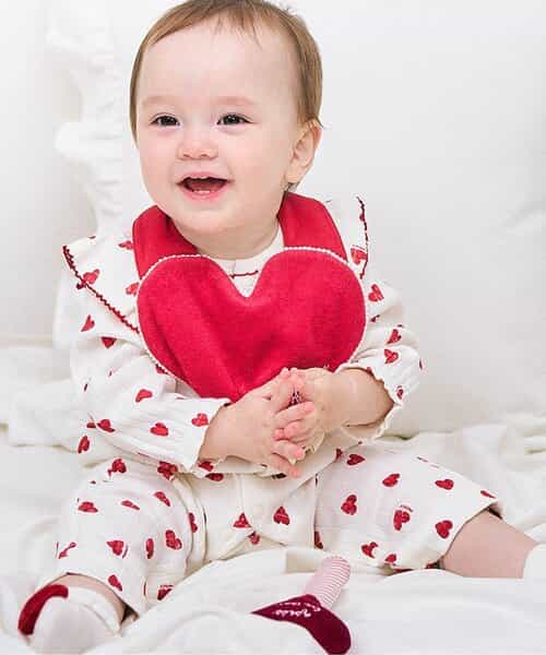 ハート柄フリルカバーオール