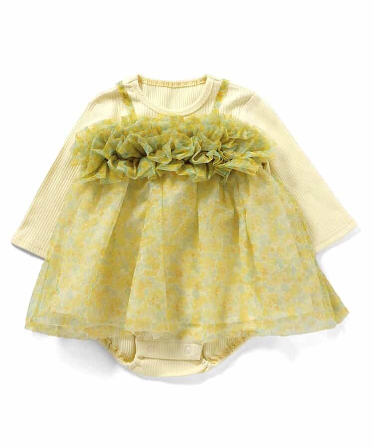 花柄ボリュームチュールカバーオール