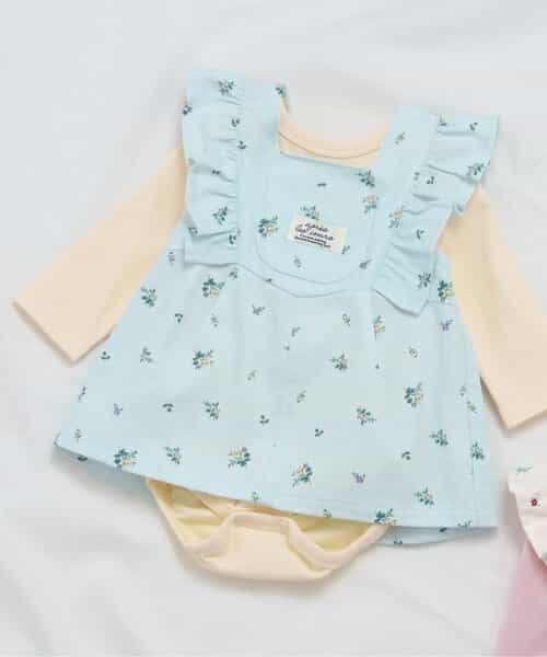 小花柄肩フリルジャンスカ＋ボディースーツセット