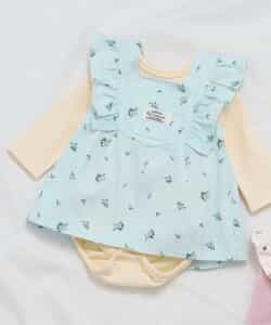 小花柄肩フリルジャンスカ＋ボディースーツセット