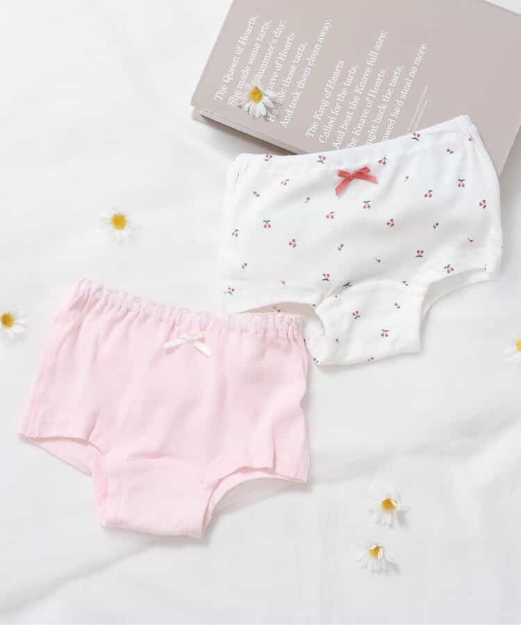 GIRLS無地・総柄ボクサーパンツ/2枚セット