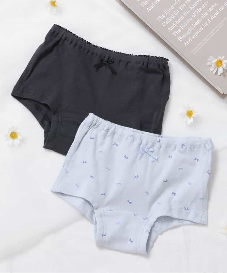 GIRLS無地・総柄ボクサーパンツ/2枚セット