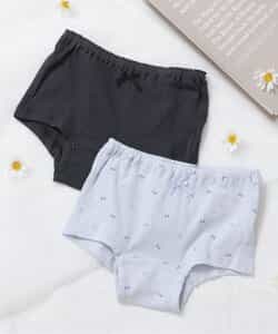 GIRLS無地・総柄ボクサーパンツ/2枚セット
