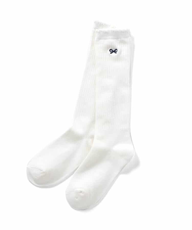 ワンポイント刺繍ハイソックス