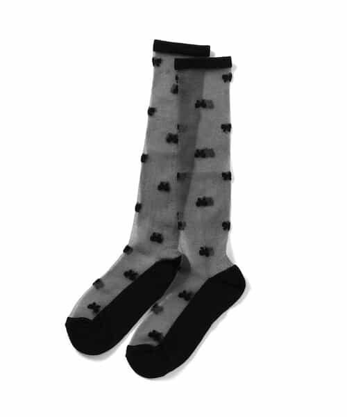 リボン・ハート柄シアーハイソックス