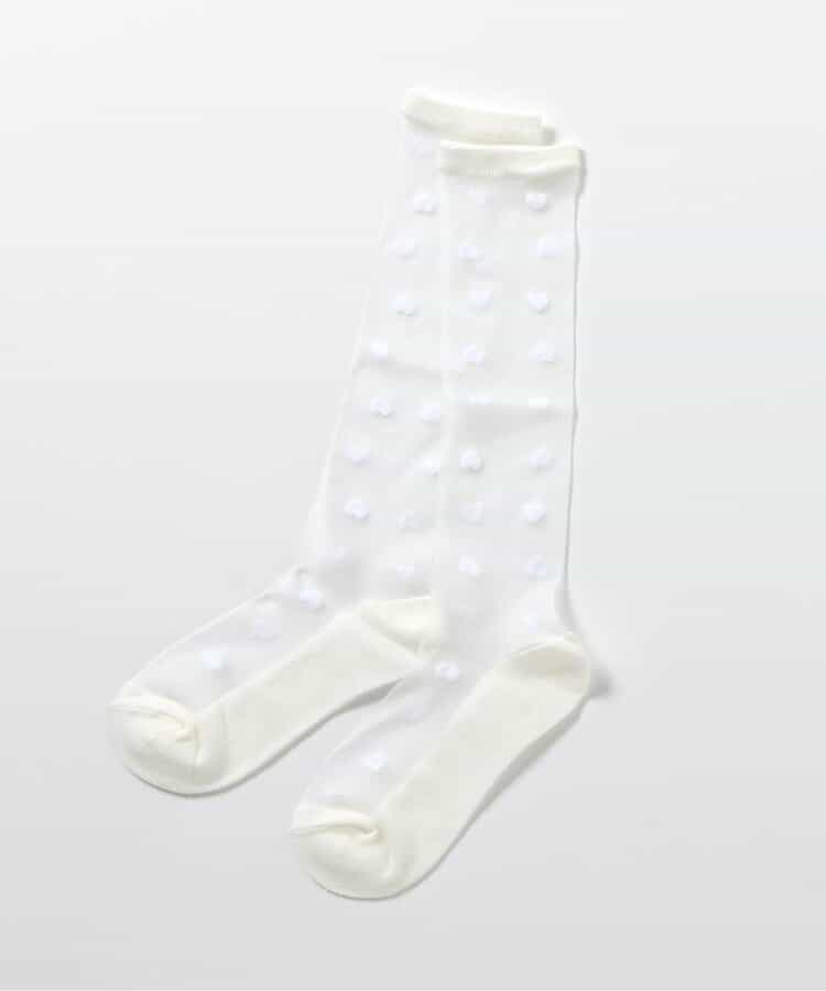 リボン・ハート柄シアーハイソックス
