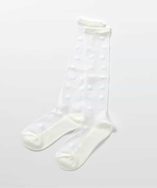 リボン・ハート柄シアーハイソックス