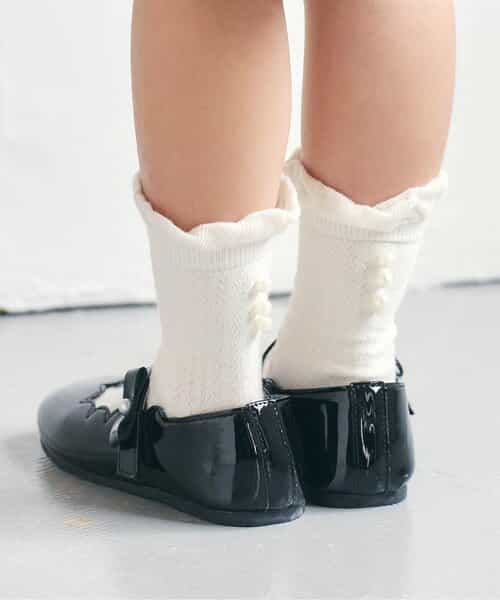 パール付きクルーソックス