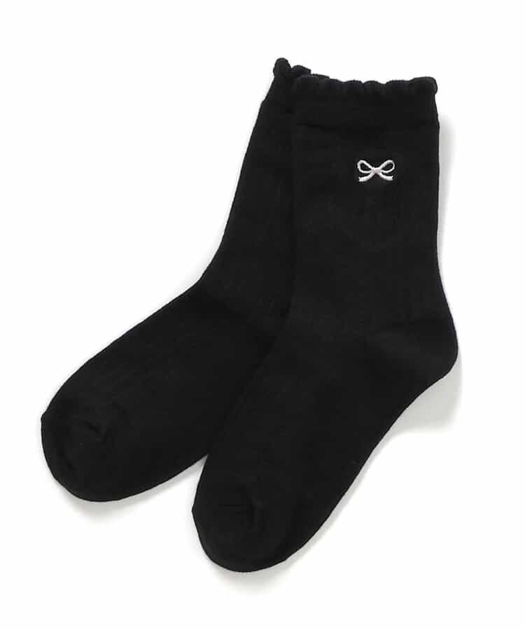 ワンポイント刺繍クルーソックス