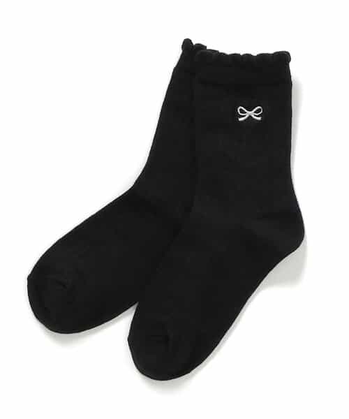 ワンポイント刺繍クルーソックス