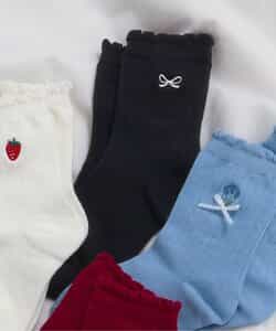 3P対象A ワンポイント刺繍クルーソックス