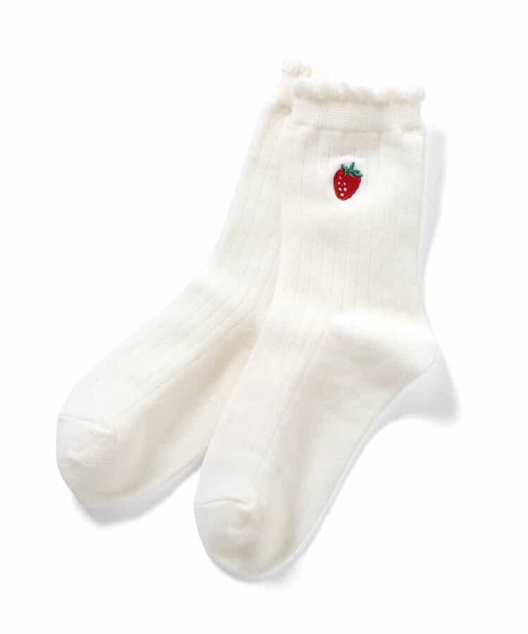 ワンポイント刺繍クルーソックス