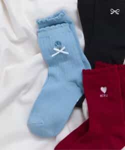 3P対象A ワンポイント刺繍クルーソックス