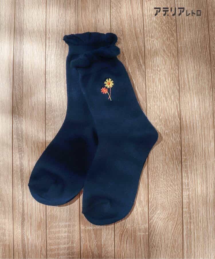 3P対象A アデリアレトロ 4柄刺繍ソックス