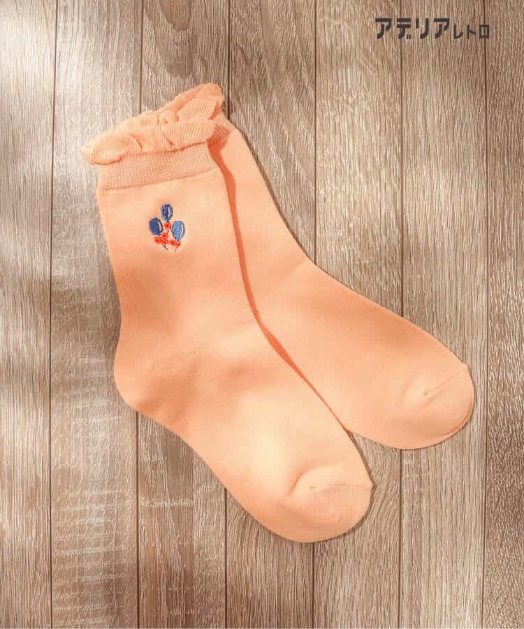 3P対象A アデリアレトロ 4柄刺繍ソックス