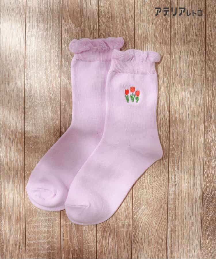 3P対象A アデリアレトロ 4柄刺繍ソックス