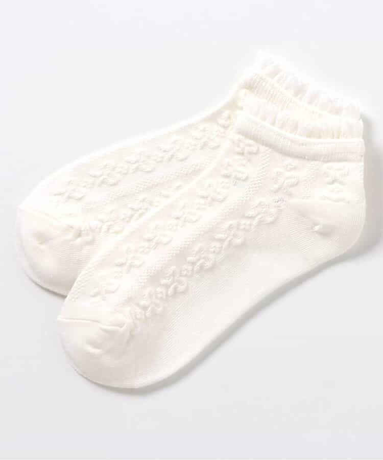 3P対象 リボン柄フリルショートソックス