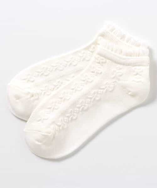 3P対象 リボン柄フリルショートソックス