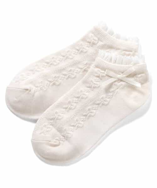 リボン編み柄ショートソックス